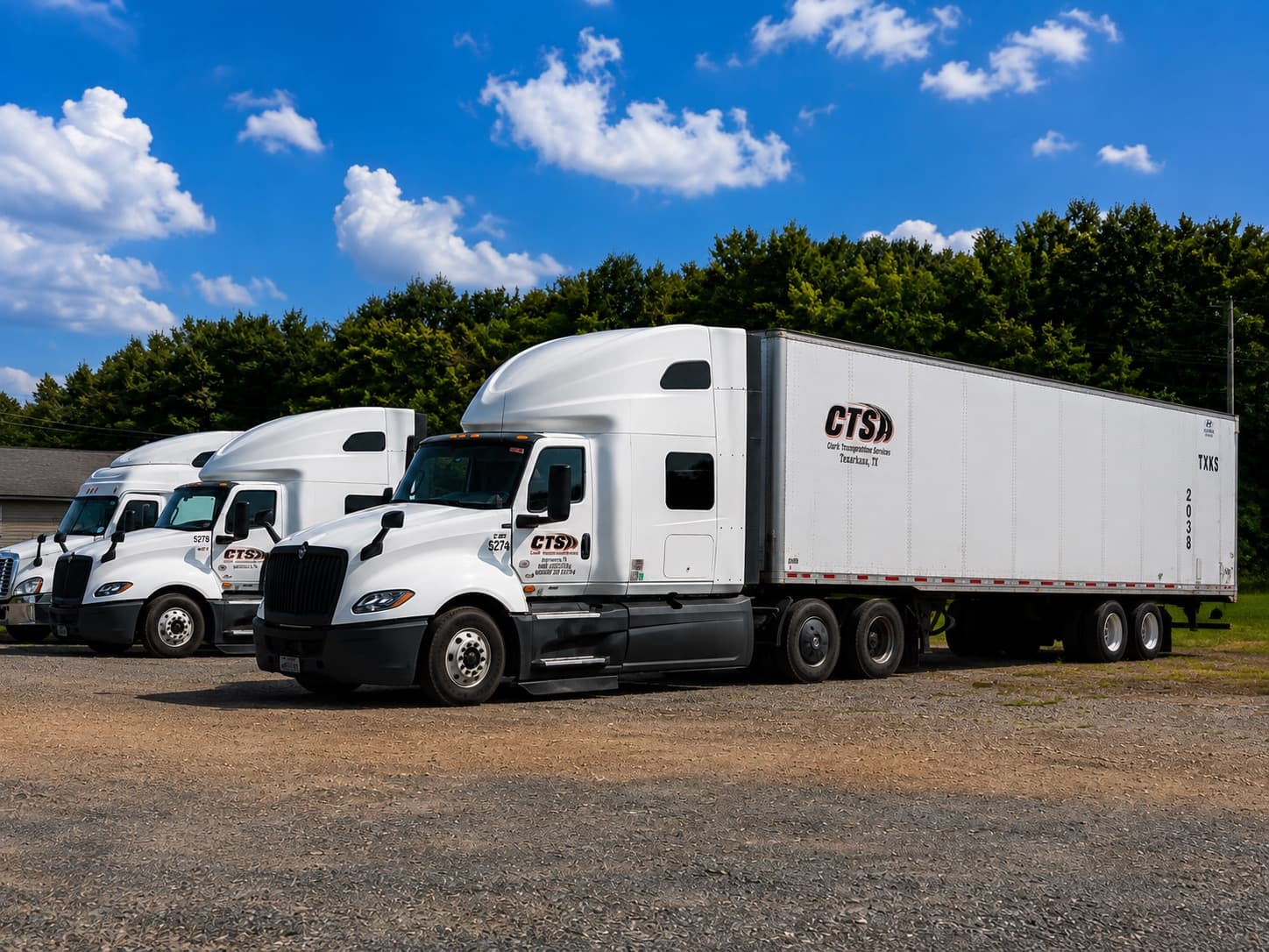 Clark Transportation Services tractors lined up at the Texarkana yard
